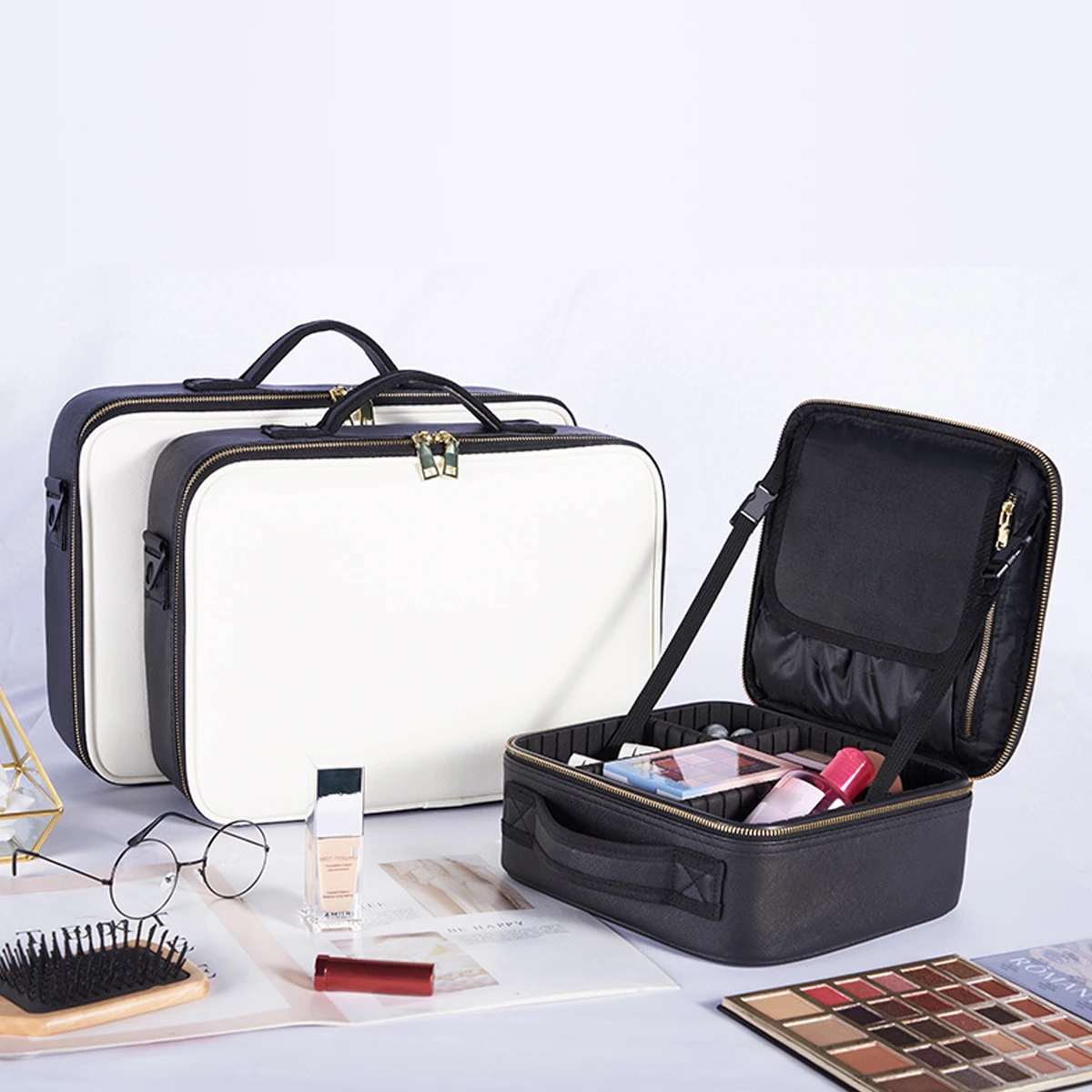 Travel Large-capacity Double-Layer Portable Makeup Case Artist Manicurist Tool Box Makeup Storage Box