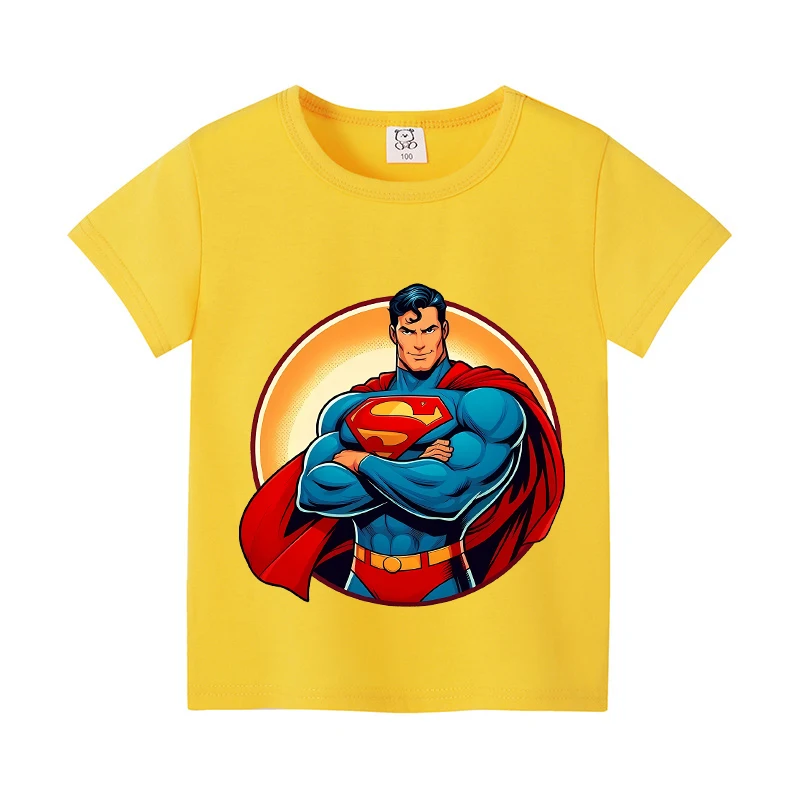 Superman Kid Summer T-shirt Anime Tee Creative Cartoon Clothes Boy Girl Summer Short Sleeve Children Clothes Tops Birthday Gift