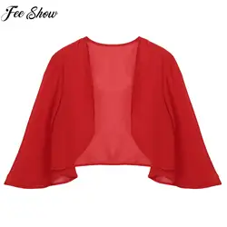 Womens 3/4 Sleeve Chiffon Cardigan Bolero Jacket Wedding Party Bridal Dress Cover Ups Wraps Shawls