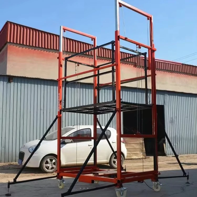 2-8m 500kg Electric Scaffold Lift Foldable Electric Scaffolding Lift Platform  Aerial Work Tower Stable Construction Ladder Lift
