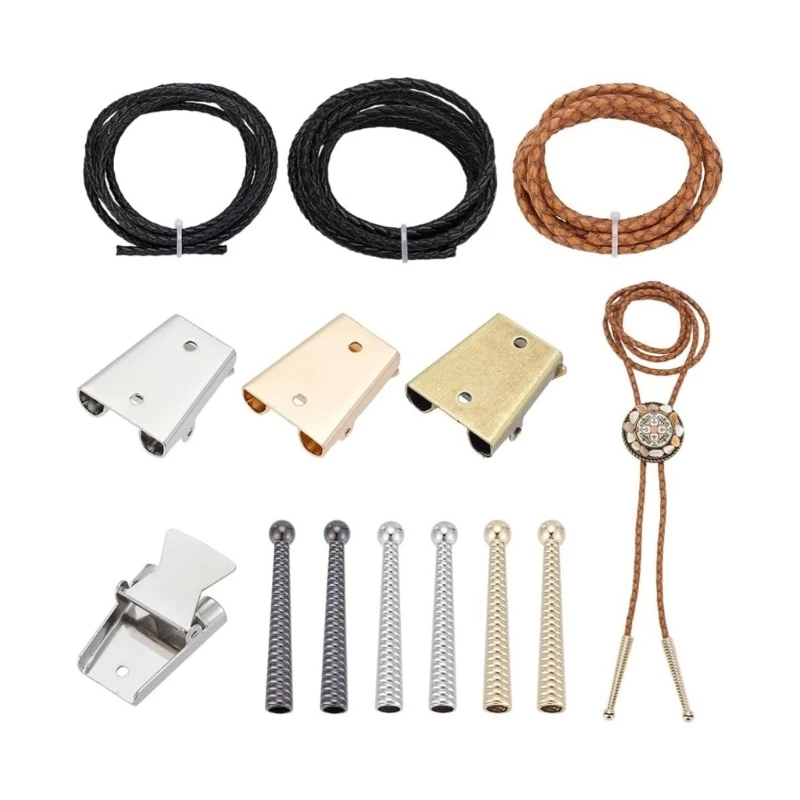62KE Braided Cord Bolo Tie with Slide Clasp and Metal End Fittings