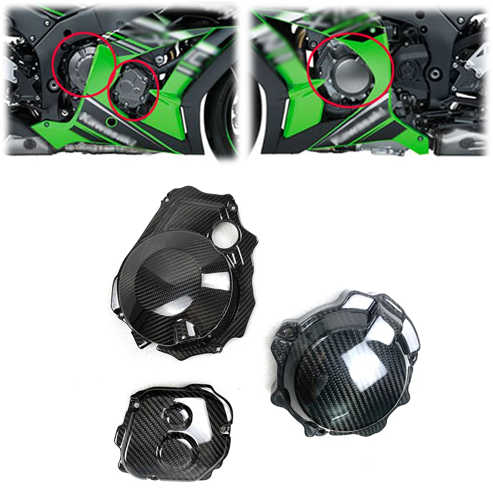 100% Carbon Fiber for Kawasaki ZX10R ZX 10R Engine Cover Fairing Protection Motorcycle Accessories 2011-2021