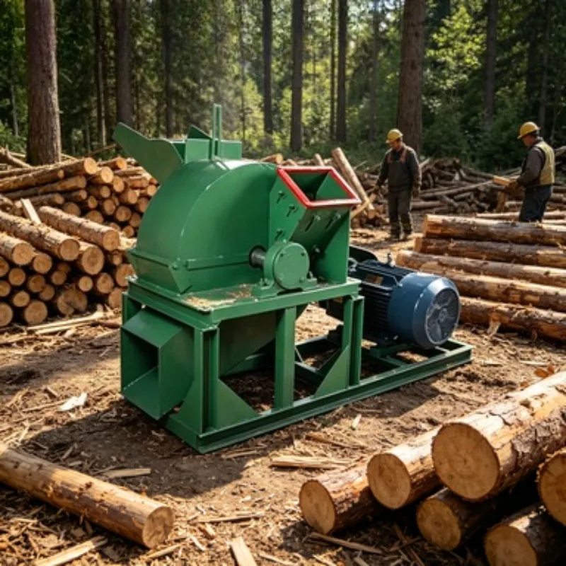 Commercial Hydraulic Wood Chipper Auto-Feed & Drum Crusher – High-output machine for wood pellet production and forestry work