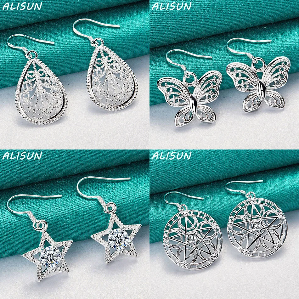 

ALISUN 925 Sterling Silver Geometric Drop Earrings For Women Charm Trend Birthday Gifts Fashion Party Fine Jewelry