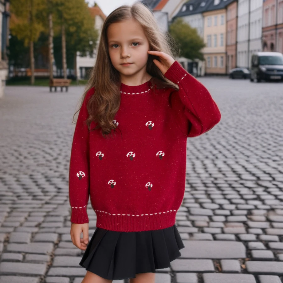

Teen School Girls Cartoon Christmas Sweater Winter Pullover Knitted Kids Fashion Top Warm Casual Thickened Knitwear for Girls