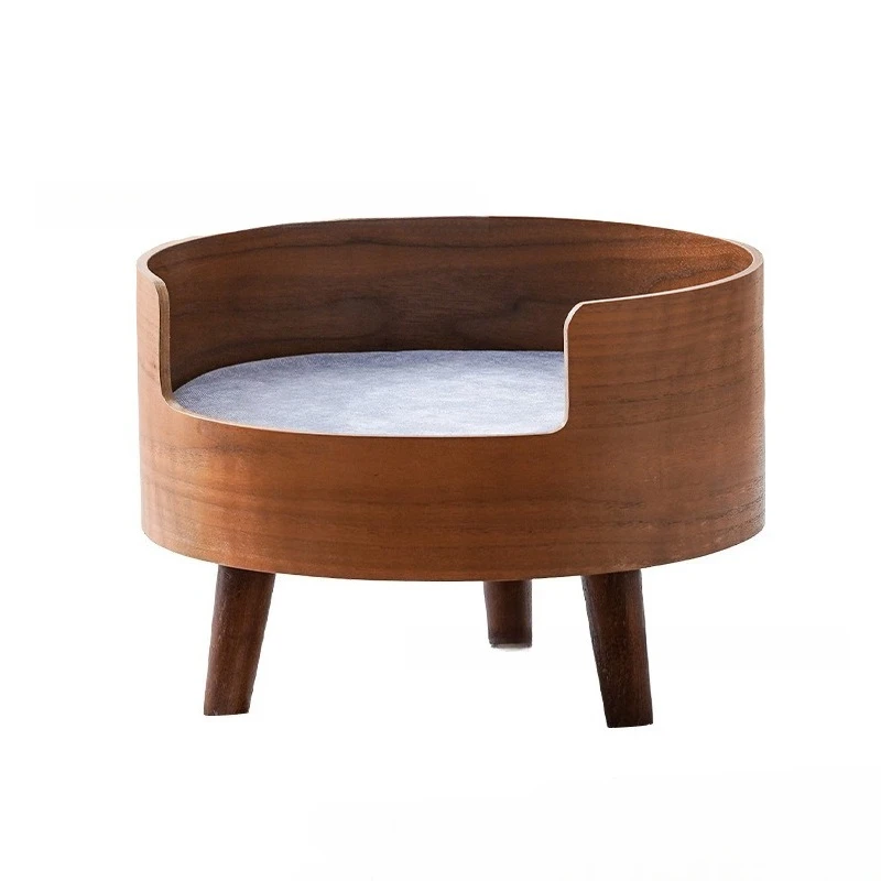 

Wooden Pet Cat Nest Dog Bed with Removable Mattress All Seasons Indoor Cat Villa Cats Nest Habitat