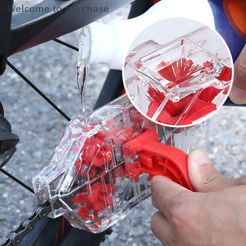 1 st Fietskettingreiniger Olievervuiling Reinigingsgereedschap Weg Mountainbike Transparante Visualisatie Onderdompelingskettingreiniger