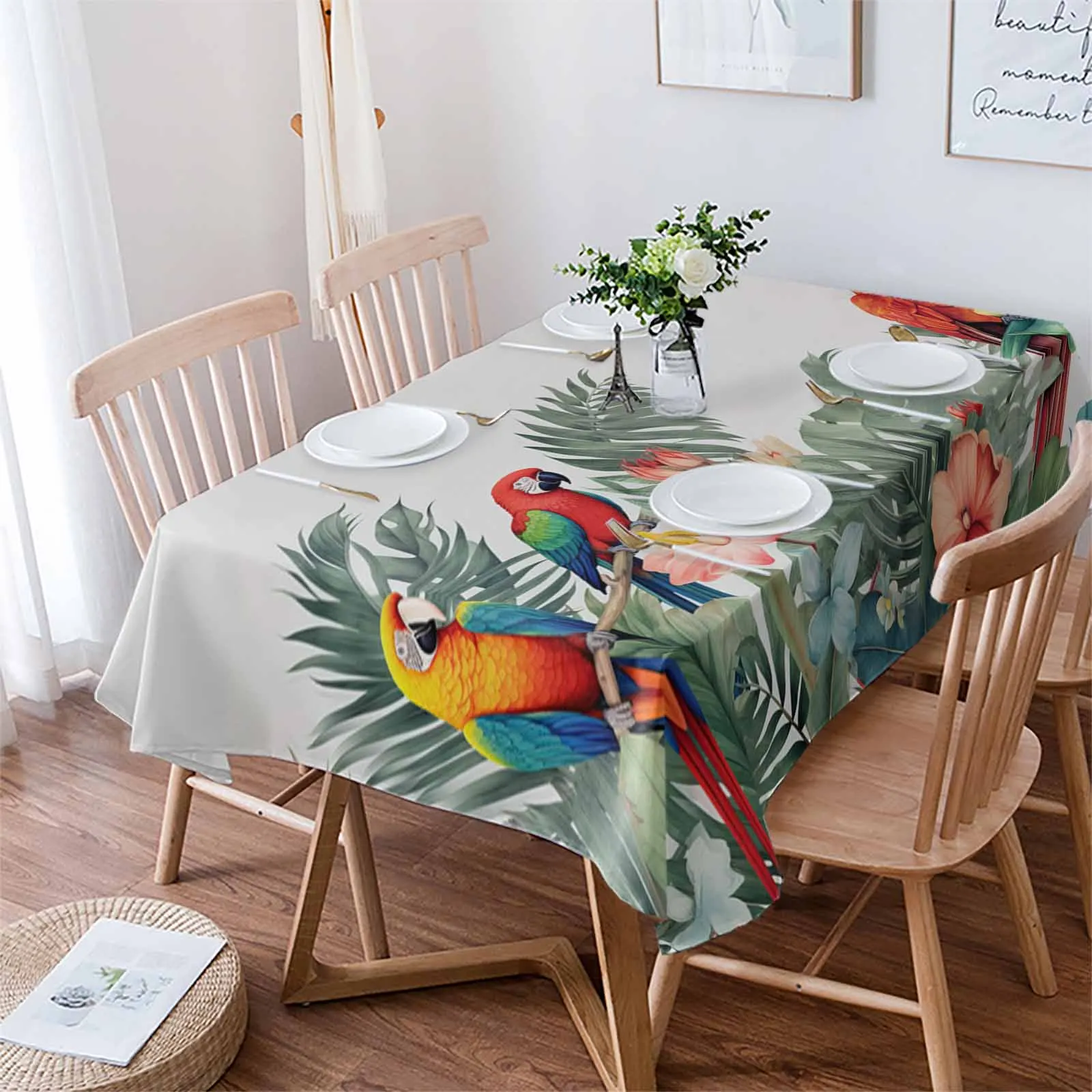 

Summer Tropical Rainforest Plants Waterproof Tablecloth For Table Kitchen Decorative Coffee Cuisine Party Table Cover