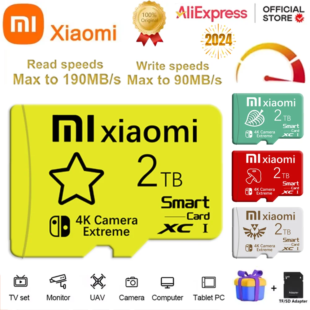 

Original XIAOMI Memory Card 128GB Class 10 V60 TF Card 1TB Mini SD Card 512GB 256GB A2 U3 Micro Card 2TB High Speed TF Card