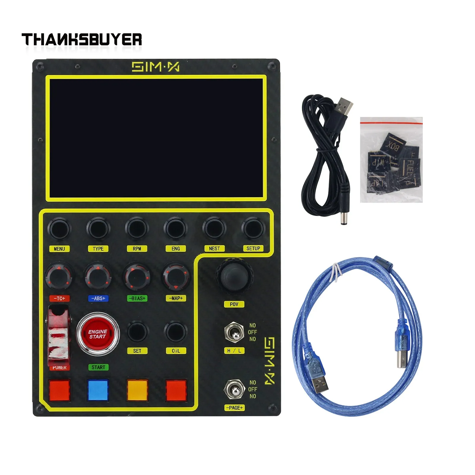 SIMX Sim Racing Button Box 7‑Inch LCD Telemetry Dashboard Secondary Screen PC Simulator for Simagic Fanatec Moza Thrustmaster