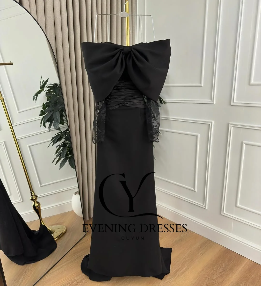 فساتين سهرة برقبة قارب من CUYUN وأكمام دانتيل شبه حورية البحر فساتين مناسبات رسمية مخصصة للحفلات الراقصة في دبي السعودية