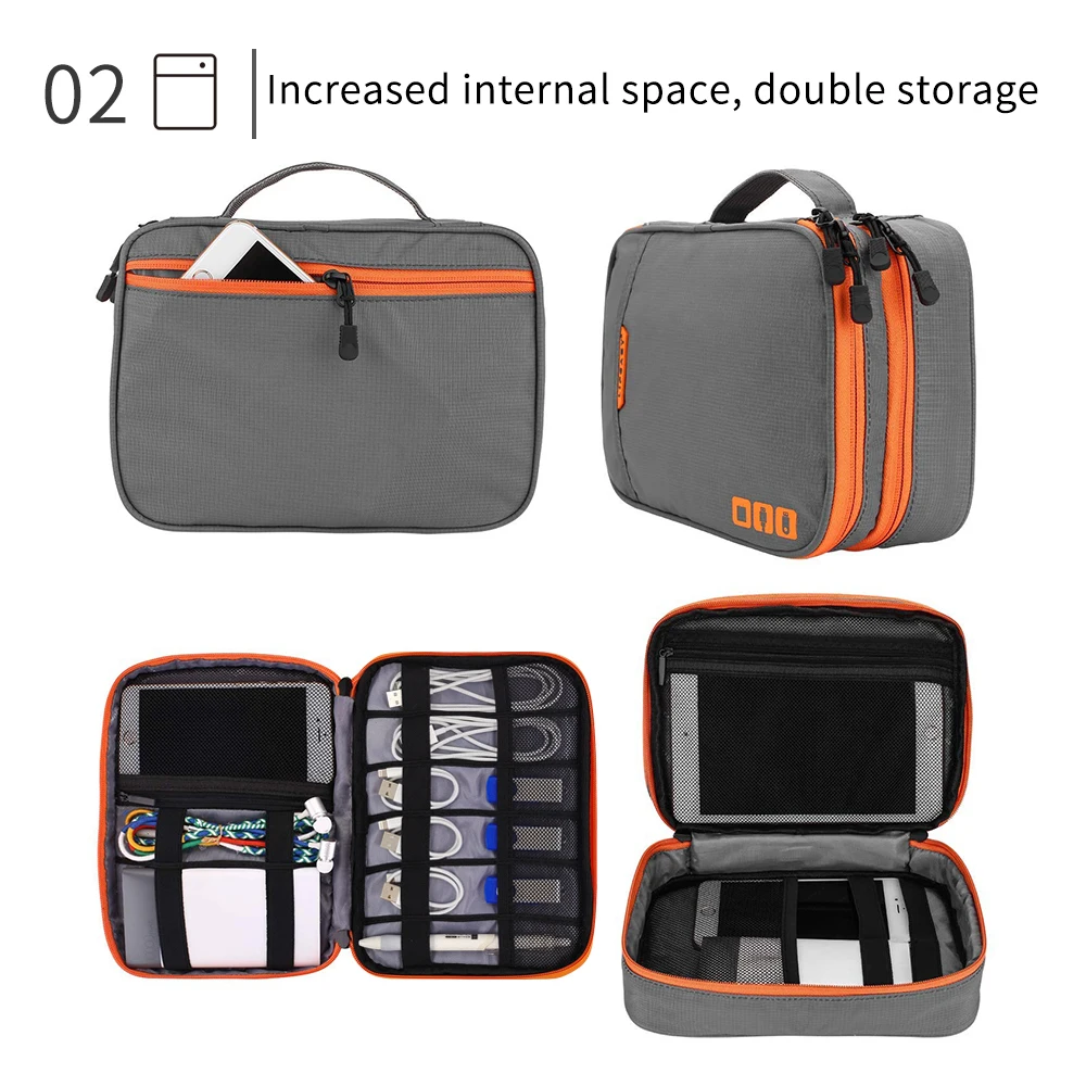 Estuche de viaje para accesorios electrónicos portátiles, bolsa organizadora de cables, bolsa de transporte para iPad, c
