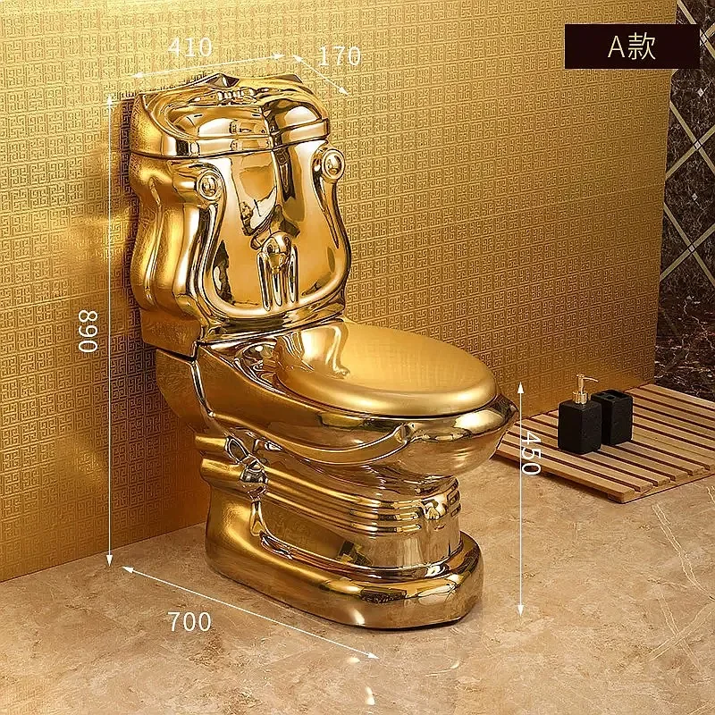 80 N European Royal Gold Toilet Vintage Hotel Relief Creative Silent Large Caliber Ceramic