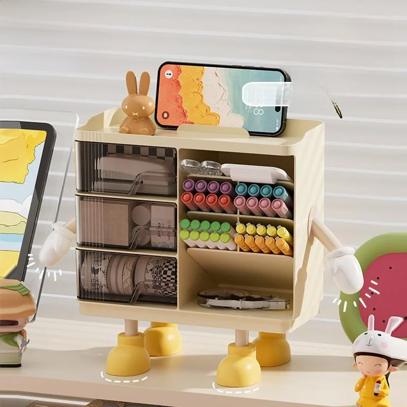 large-capacity-desktop-organizer-box-drawer-style-office-transparent-plastic-stationery-storage-box-creative-creamy-aesthetic