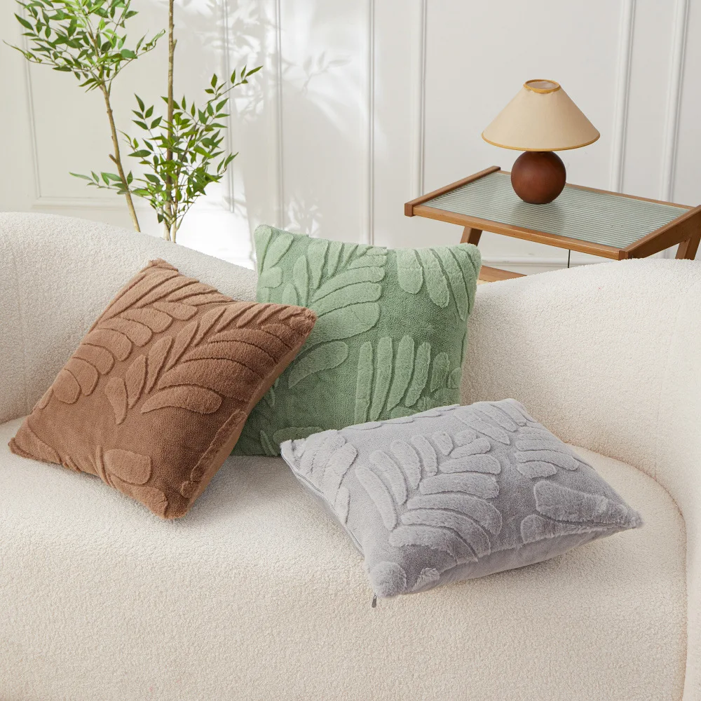Nordic Solid Color Plush Yarn Edge Soft Pillow Cover Home Decoration Bay Window Sofa Lounge Chair Cushion Coreless Pillowcase