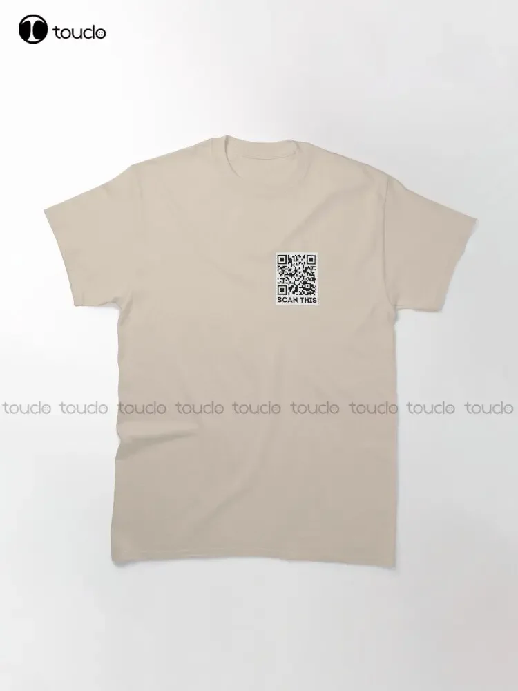 Rickroll Qr Code Scan This Classic T-Shirt Custom Aldult Teen Unisex Digital Printing Tee Shirts Custom Gift Xs-5Xl Tshirt