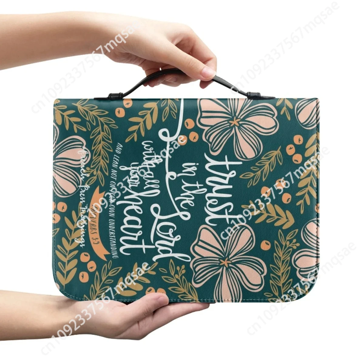 Flower Pattern Bible Bag Cover Case Bible Hymns Printing Scripture Carrying Book Case Vintage Bible Storage Bags Women Handbags