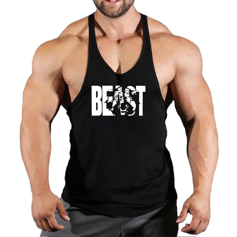 New Fashion Men Muscle Beast Sleeveless Slim Tee Shirt Tank Top Bodybuilding Fitness Vest Stylish Mens Gym Tank Tops