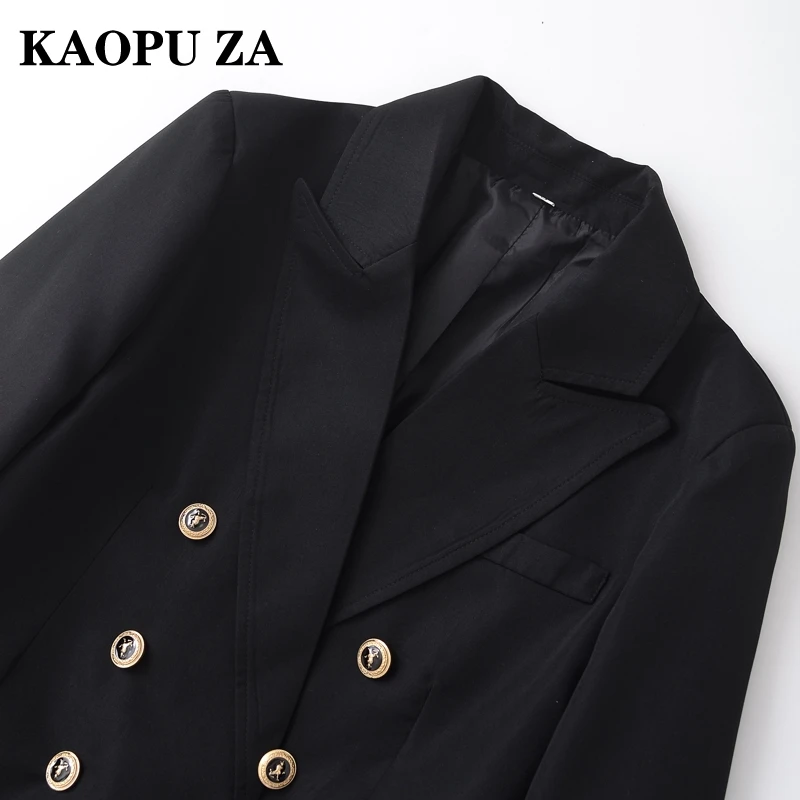 Kaopu za 2024 Frau neue Herbst schicke Anzug Mantel Dame dicken Blazer Langarm schwarz Zweireiher Revers Mode Jacke Top