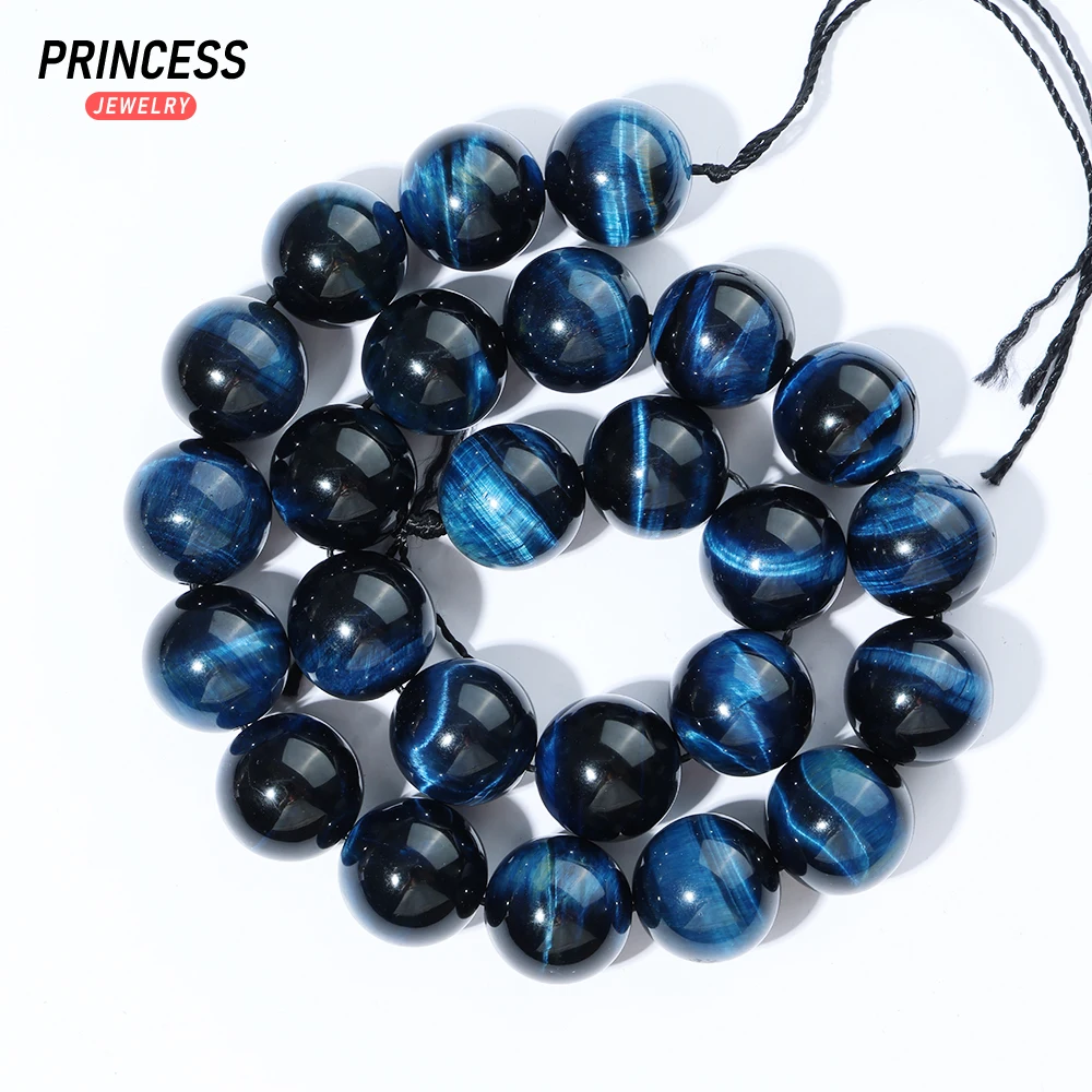 Wholesale A+ Dark Blue Tiger's Eye 4 6 8 10 12mm Loose Gemstone Beads for Jewelry Making Bracelet Stone Beads DIY Accessories