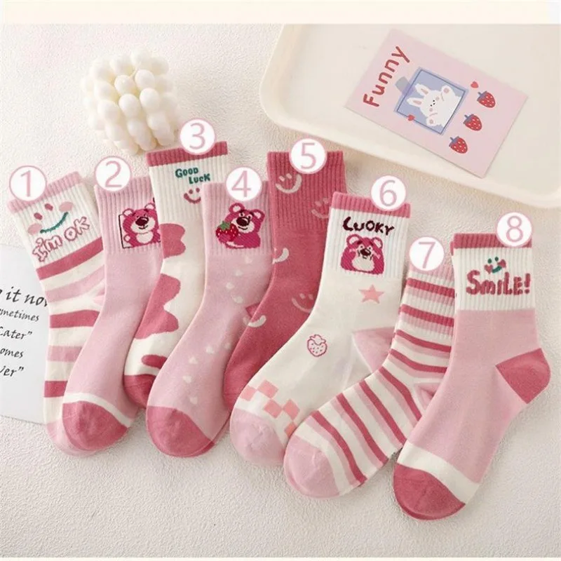 1/3/5Pairs Adult Miniso for Disney Cotton Socks Women's Spring Summer Cute Losto Warm Stockings Average Size for 18-40 Years