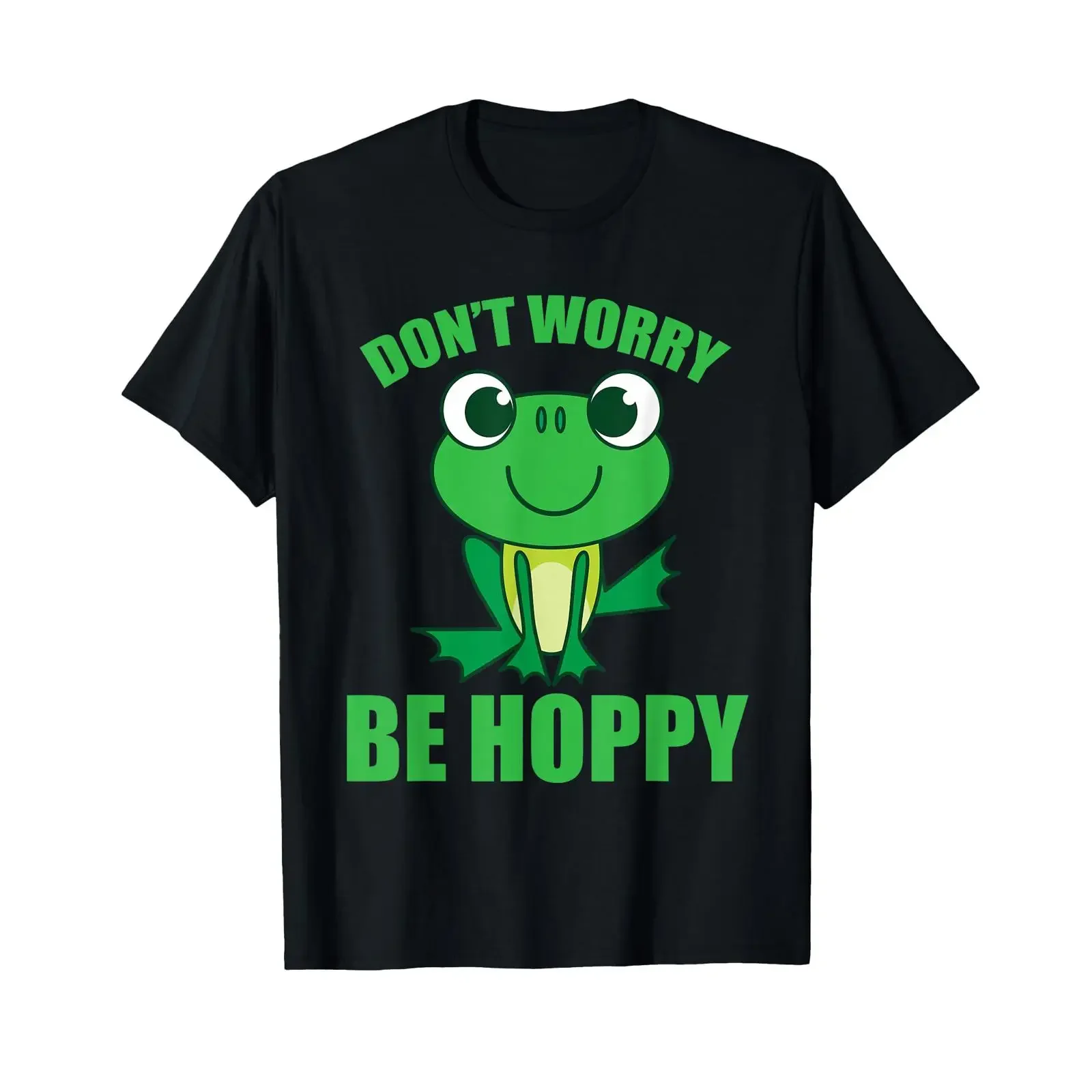 Don't Worry Be Hoppy T Shirt Cute Crazy Frog  vintage Washed Versatile Stretched Casual graphic homme Stylish Comfortable