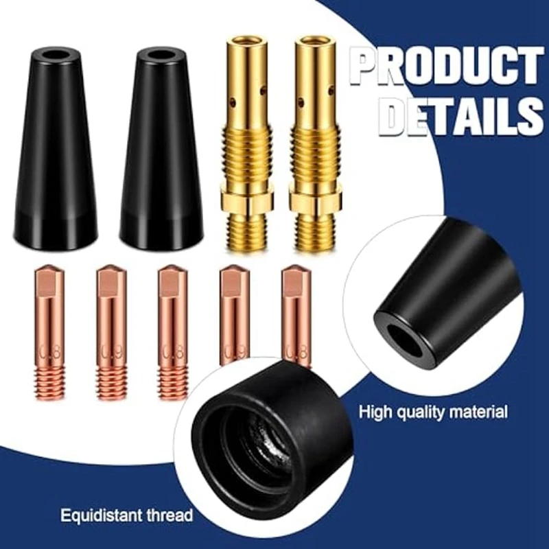 48Pcs Flux Core Gasless Nozzle Tips Kit KP1939-1 Flux Core Welder Mig Welder Contact Tips Gasless Nozzle Gas Diffusers Durable