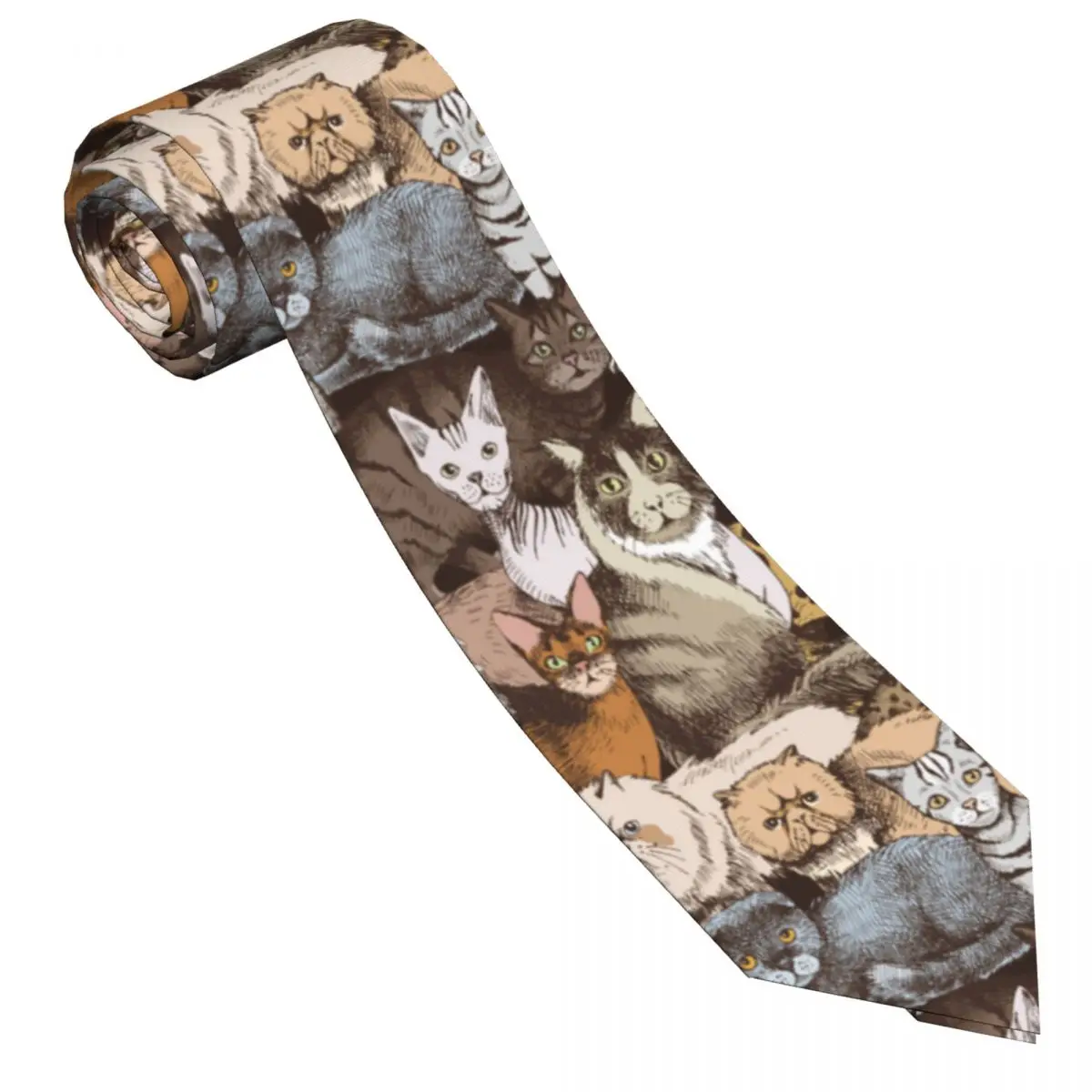 Men's Tie Animal Cats Neck Ties Fashion Graffiti Kawaii Funny Collar Tie Custom Daily Wear Party Quality Necktie Accessories