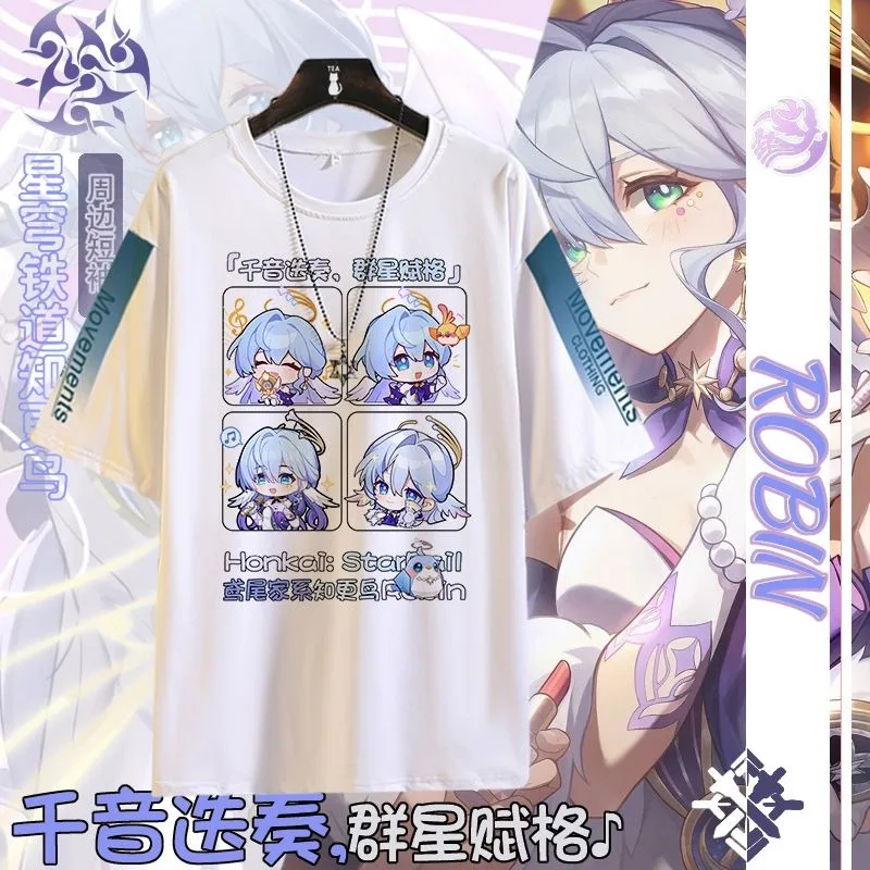 

Anime Game Honkai: Star Rail Cosplay Robin Kafka Women Men Summer Polyester Loose Top Short Sleeved T-shirt Carnival Costumes