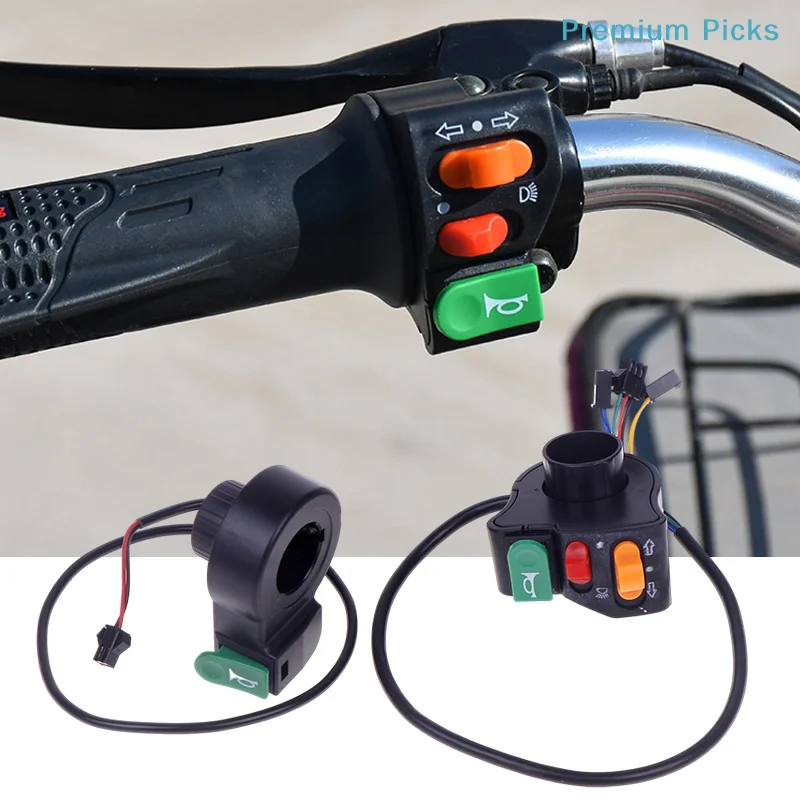 3 In1 Electric Bicycle Scooter Motorcycle Handle Switch Plastic Headlight Horn Turn Signal Switch Button E-bikes Accessories