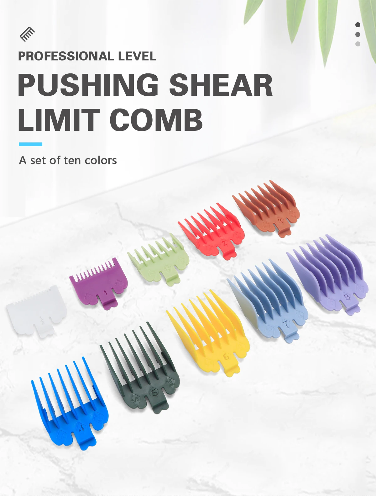 Verschiedene Größen Haarschneidemaschinen-Schutz, Friseurzubehör, professioneller Trimmer-Aufsatz, Begrenzungskämme, Ersatzschutz, 10-teiliges Set – Detail 1