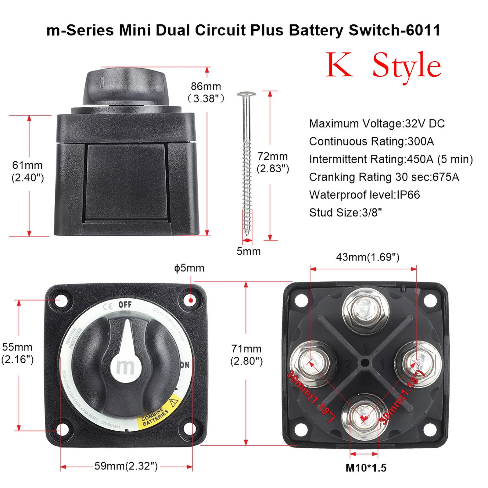 2 3 4 Positionen Massenschalter für 12V Batterie, 12V Batterietrenner, Kupplung, Drehschalter für Wohnmobil, LKW, Boot, 300tdi – Detail 11