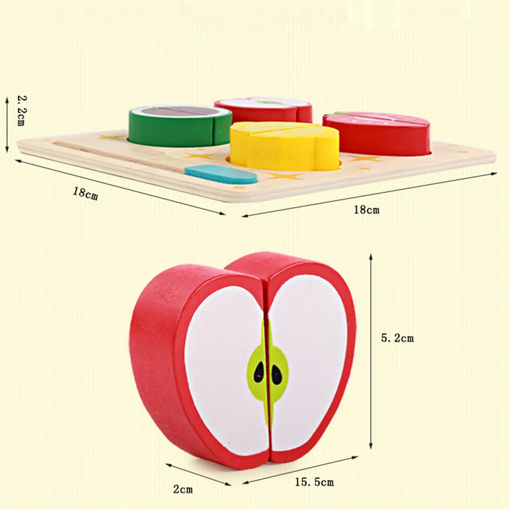 1Set Wooden Cutting Fruit Bright Realistic Kitchen Play Puzzle Set Fruit Educational Motor Skills Hand Eye