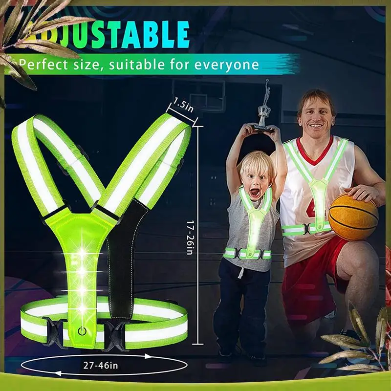 A08P-3X LED Reflective Running Vest,Adjustable Elastic Running Safety Gear LED Light Up Vest Perfect For Running,Cycling