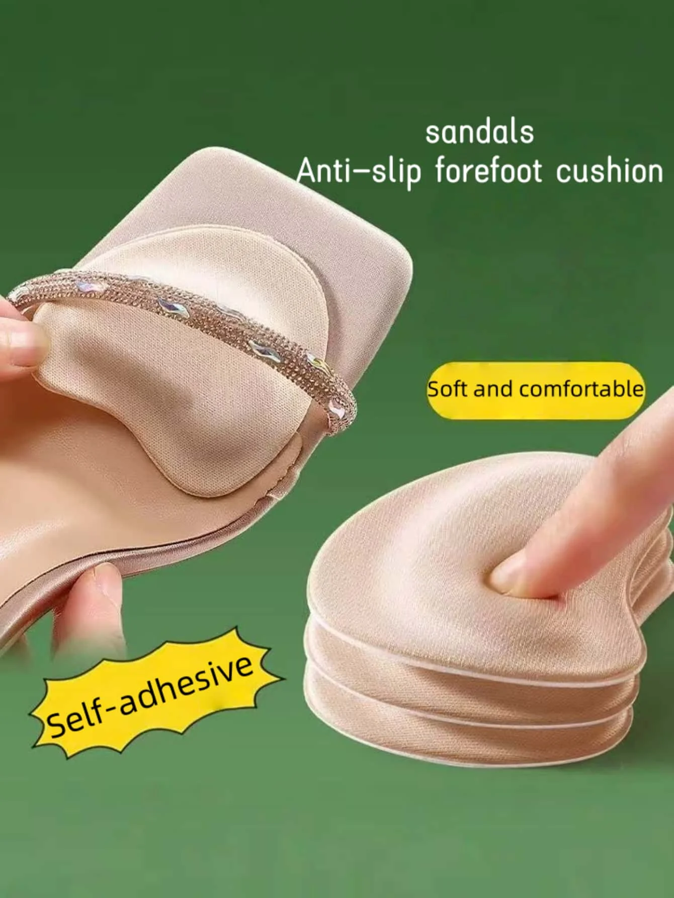 2 Pairs of Sponge Sweat-Absorbing Forefoot Pads, Special Cushioning for Women's Sandals Anti-Slip