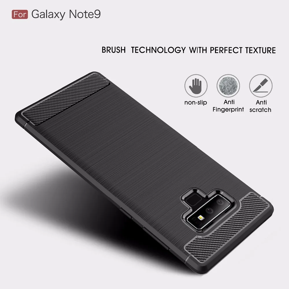 Do Samsung galaxy Note 9 etui z silikonu z włókna węglowego, odporna na wstrząsy, pełna osłona, miękka torba TPU do Samsung Note9