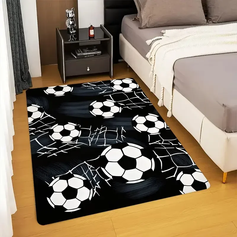 Soft Non-Slip Soccer Ball Pattern Area Mat - Children's Game Room Bedroom Beside Soft Mat  Living Room, Bedroom Entrance Doormat
