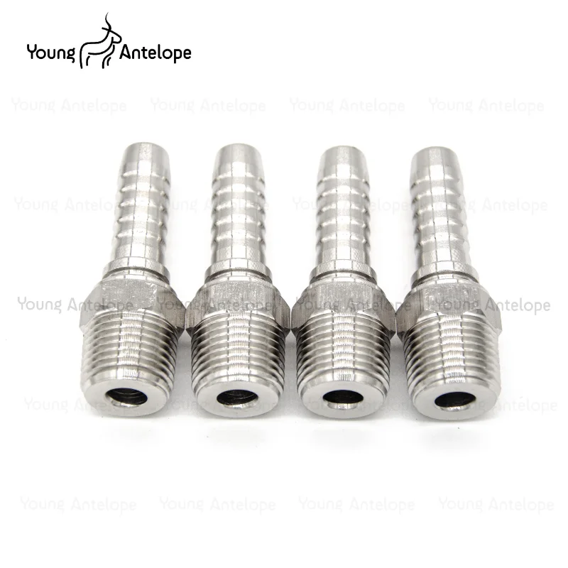 304 Stainless Steel BSPT Male Thread Pipe Fitting Hose Barb Pagoda Joint Coupling Connector3/8 1/2 1/4 High pressure oil pipe