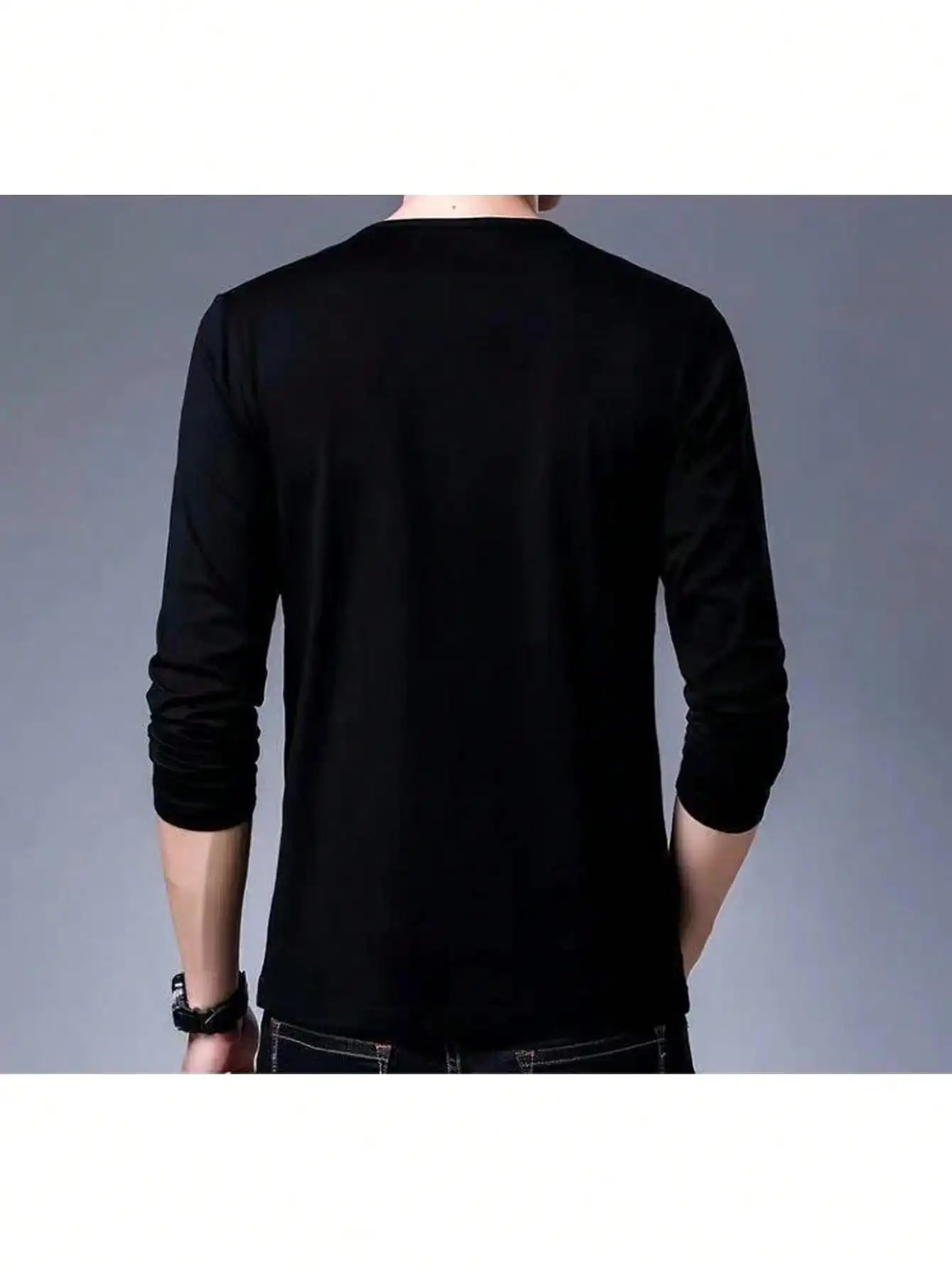 ZZH Spring and Autumn Season Men Long sleeved T shirt Bottom Shirt Youth Versatile Slim Fit Round Neck Autumn Shirt