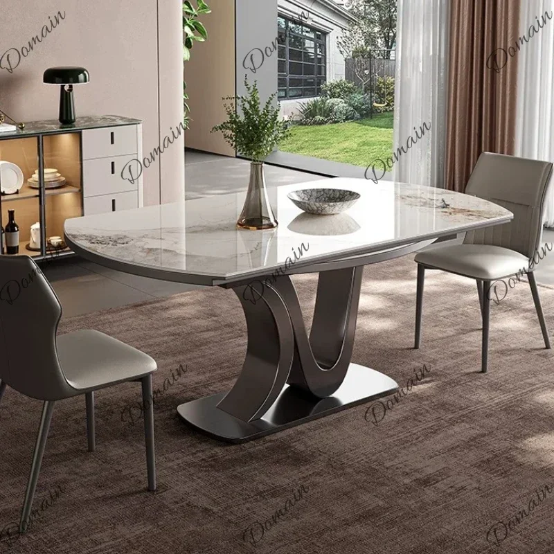 EX Luxury Telescopic Folding Rock Slab Dining Table And Sets Of 6 Chairs Tables Pliante Coffee Table Kitchen Furniture Modern Li