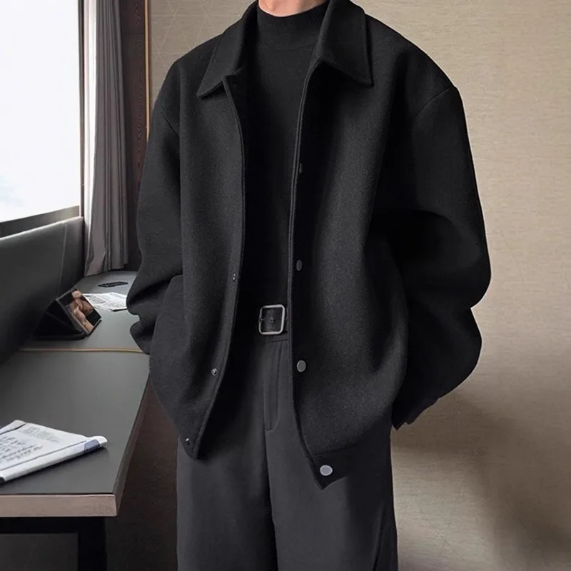 This Autumn Woolen Coat Is A Trendy Men's Fashion Brand It's A Cool and Versatile Loose and Casual Coat for Students Men’s Wear