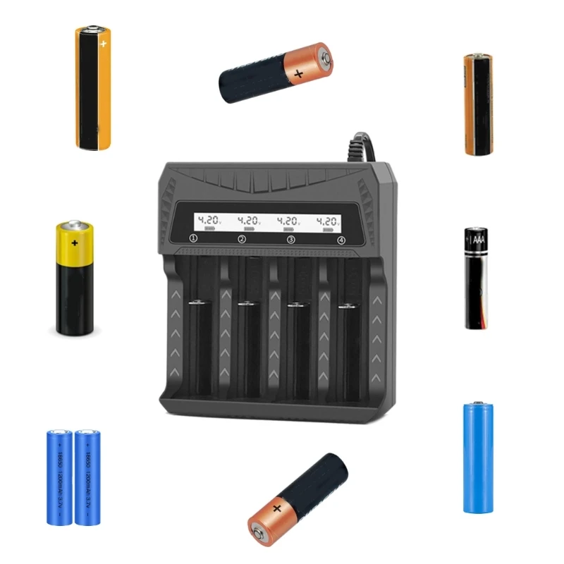 LCD-scherm 18650 batterijlader voor 18650 en oplaadbare AA-batterijen