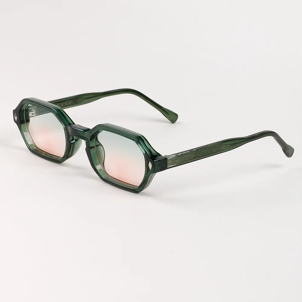 Kleine vintage hexagon zonnebrillen voor dames en heren, luxe designer zonnebril, populaire punk rivet driving shades