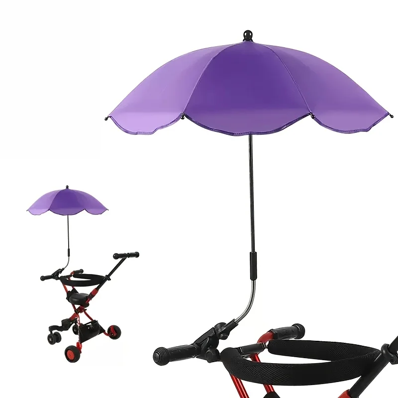 

Baby Stroller Umbrella with Adjustable Canopy Windproof Steel Frame Portable Sunshade for Outdoor Activities Strike Cloth
