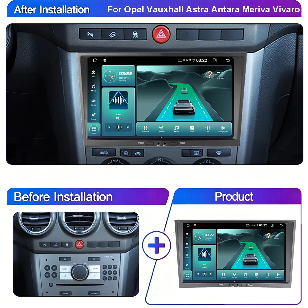 Car Radio CarPlay Andrid Auto Player For Opel Astra H J 2004 Vectra Vauxhall Antara Zafira Corsa C D Vivaro Meriva Veda 1 Din HU