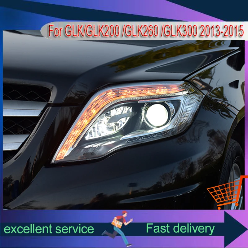 Car Front Lamp For Mercedes Benz GLK GLK200 GLK260 GLK300 2013-2015 Modified High Configuration LED DRL Headlight Assembly