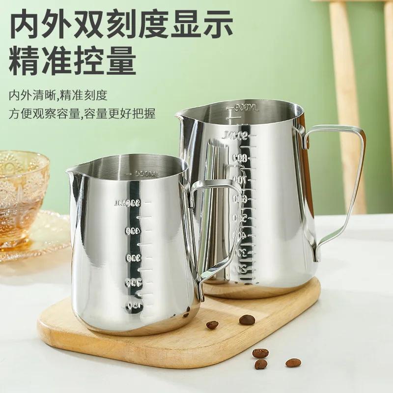 Milk Creamer Frothing Pitcher Stainless Steel, 350/550/900ml Coffee Cup Jug Latte Espresso Cappuccino Milk Cup Barista