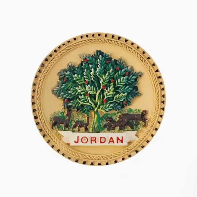 Jordan Jerusalem God Tree Disk Hand-painted 3D Fridge Magnets Tourism Souvenirs Refrigerator Magnetic Sticker