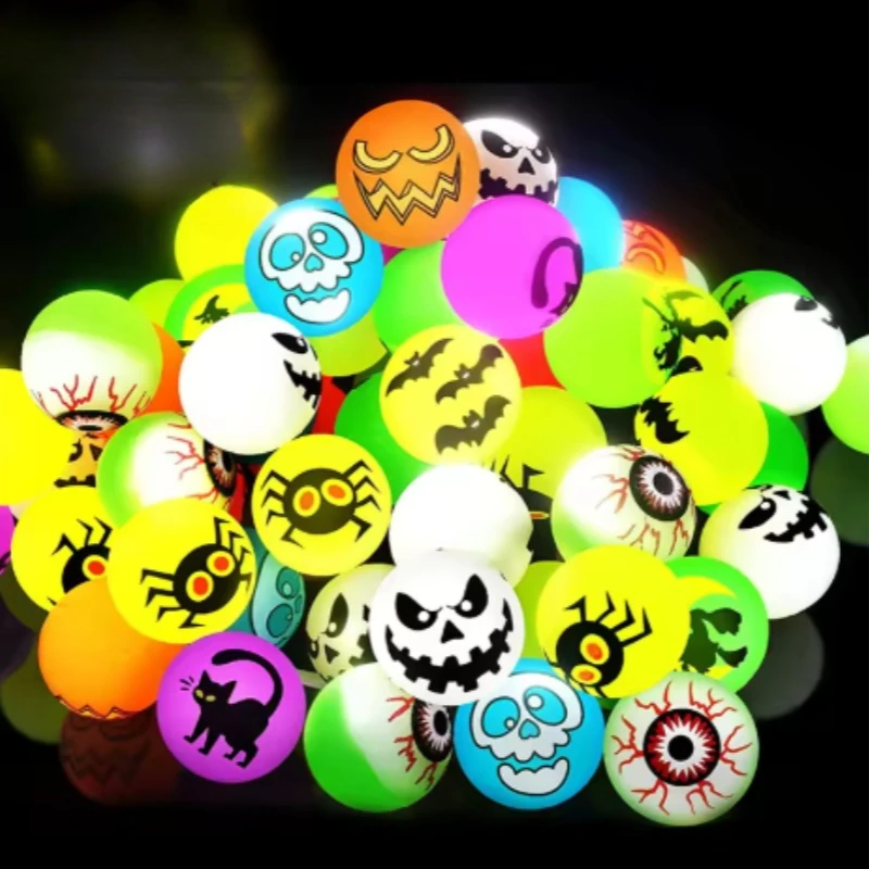 1Pcs Halloween Glow in The Dark Bouncing Balls Toy Kids Trick or Treat Gift Goodie Bag Filler Halloween Party Gag Toys