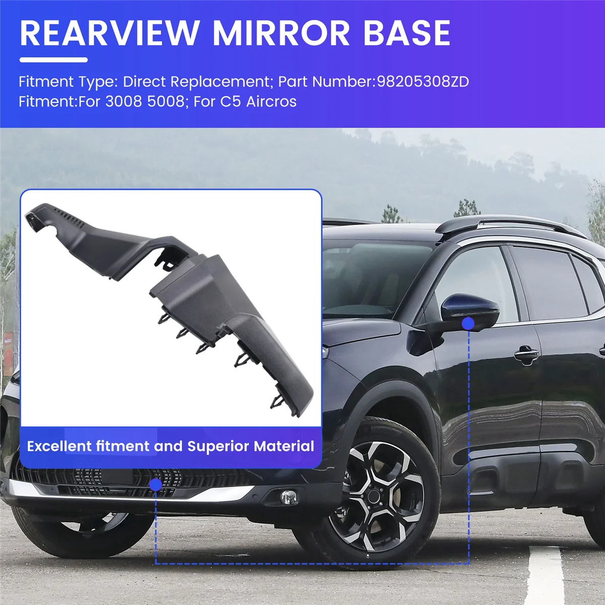 

Car Accessories Rear View Mirror Bottom Cover Kit Inside Rear View Mirror Base C
